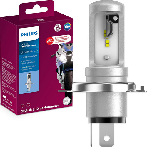Imagem 1 de 6 de Lâmpada Led Ultinon Philips Moto Hs1 / H4 12v 6000k Top
