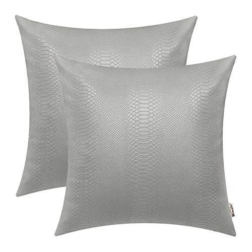 Brawarm Cojines De Cuero Gris De 18.0 X 18.0 In, Fundas De A