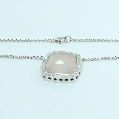 Pocao2005- Colar Ouro Branco 18k750 Quartzo Diamantes C475