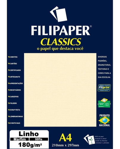 Papel A4 Linho Marfim 180g