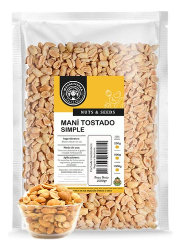 Maní Tostado Sin Sal X1000g (1 Kilo) Nat - Kg a $22