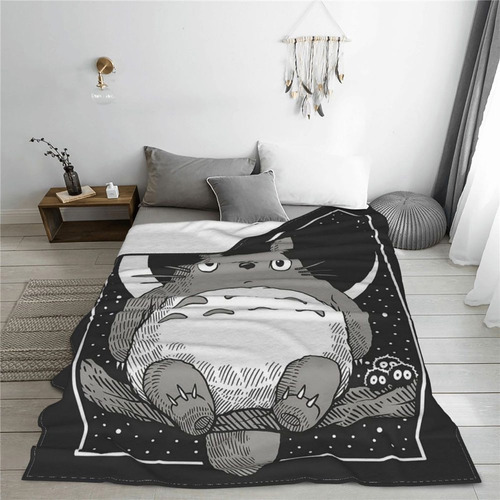 Totoro Anime Cobija Frazada Suave Estilos Individual Color Totoro Moon