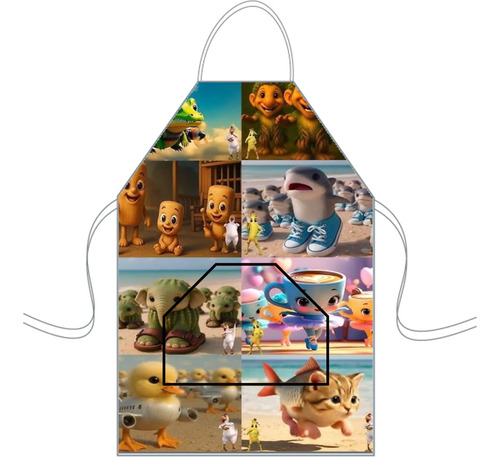 Delantal Cocina Mediano Para Niños Mini Chef Personalizado Brainrot 4 Personalizado