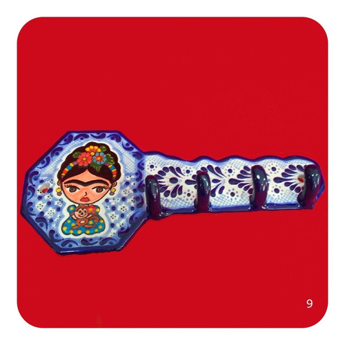 Imagen 2 de 2 de Porta Llaves De Talavera Poblana Perchero Azul 27 Cm M9 Prl