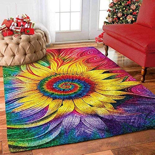 Hippie Sunflower Area Rug For Living Dining Room Bedroom Kit