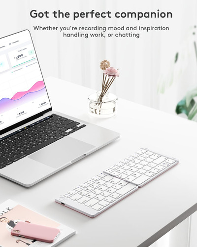 Teclado Bluetooth Samsers Plegable Portátil Inalámbrico Blan