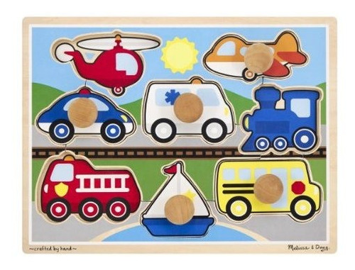 Melissa & Doug Vehicles Jumbo Pomo De Madera Puzzle (8 Pieza