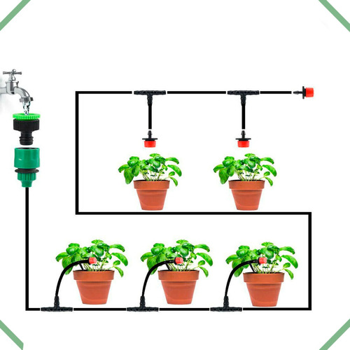 Kit Completo Irrigação Para 15 Vasos Jardim Vertical Horta