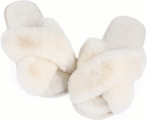 Pantuflas Cómodas De Felpa Cruzada Ocio Luz Para Mujer