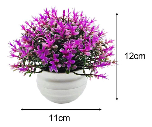 3 Adorno En Maceta De Flores Falsas, Bonsái De Rojo Violeta