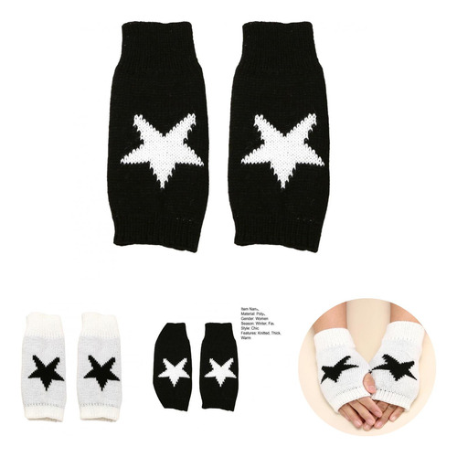 Guantes De Medio Dedo Con Estampado De Estrellas Y Medio Pun