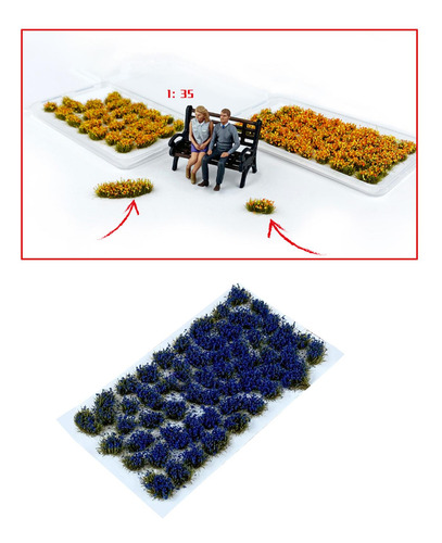 Aglomerado De Flores Em Miniatura Artificial, De Grama Azul