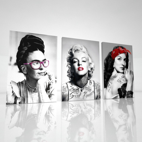 Cuadros Decorativos Set Con 3 Piezas Frida, Marilyn, Maria