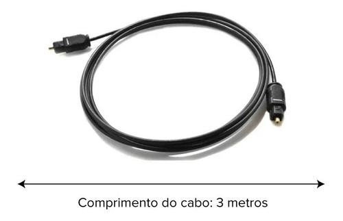 Imagem 3 de 3 de Cabo De Áudio Óptico Digital 3 Metros Toslink 3m Plug Gold
