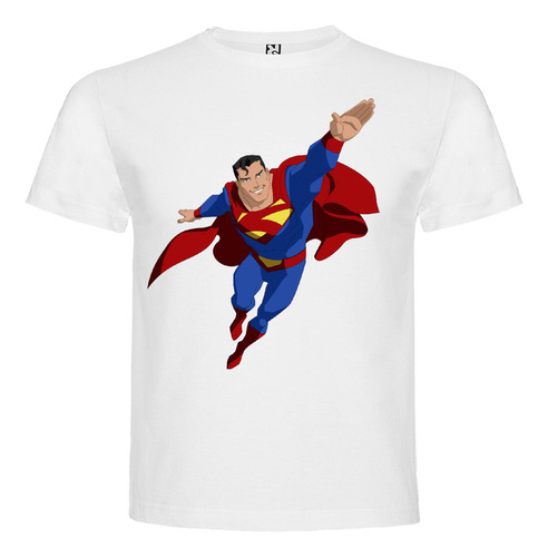 Polera Blanca Algodón 100% Niños Superman