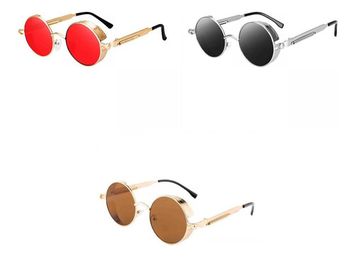 Gafas De Sol Redondas Retro Góticas Steampunk Gafas Con