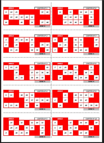 10000 Cartones De Bingo En 5 Series - Pdf Para Imprimir