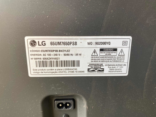 Imagem 1 de 3 de Tv LG 65 Polegadas Com Tela Quebrada
