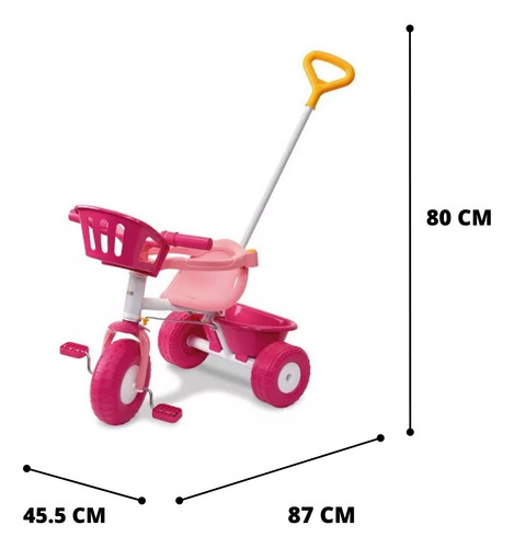 Imagen 7 de 8 de Triciclo Para Bebe Rondi De Metal Con Barra De Dirección