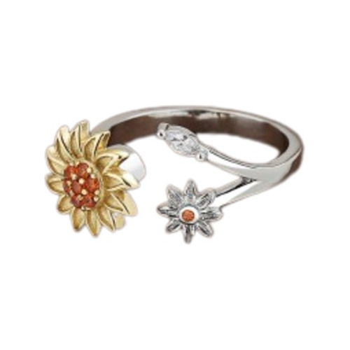 Anillo Para Mujer Girasol Giratorio Ajustable Flor