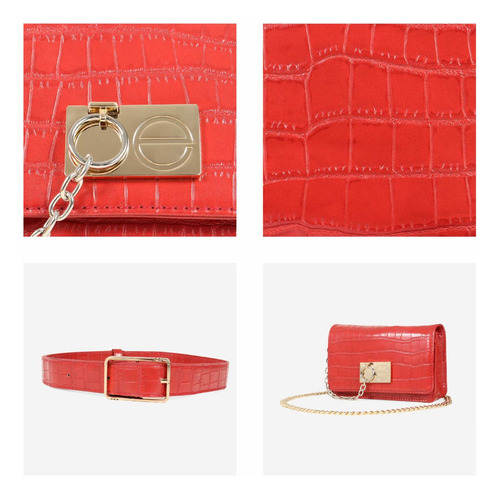 Bolsa Cangurera Para Mujer Animal Skin Color Rojo Cloe