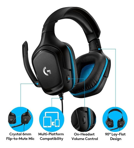 Auriculares Para Juegos Logitech G432 Dts Sonido Envolvente