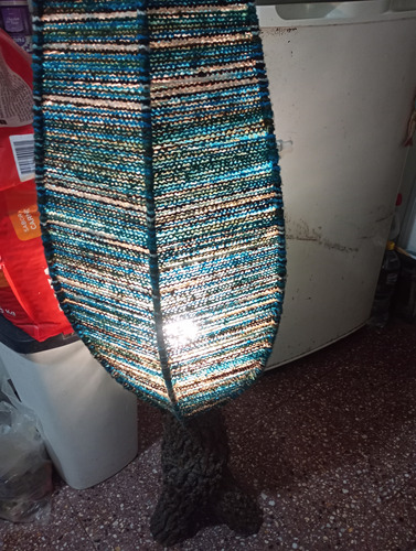 Lámpara De Pie Artesanal Azul Petróleo Marrón Oscuro (Usado)