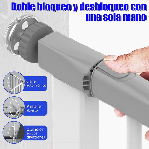 Puerta de seguridad bebes Jeeleko 4009 para interior expandible reja color blanco 153cm-160cm