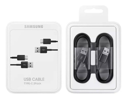 Cable usb Samsung Tipo C Pack x2 negro con entrada USB salida USB Tipo C