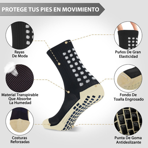 Medias Calcetas Futbol Antideslizante Set 6 + Pantorrillera