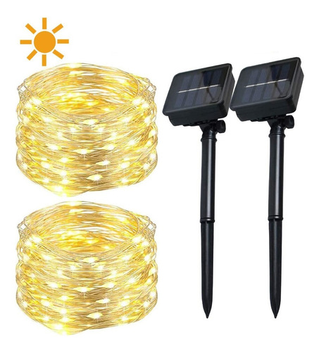 2pack Solar Navidad Luz Serie 50led Decorativo 5mt