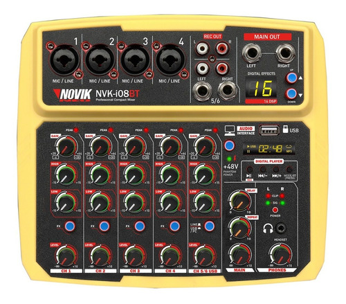 Mixer Consola Novik Nvk-i08bt Yellow 8 Ch Bluetooth Usb 