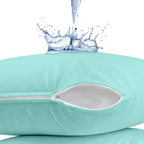 2 Protectores De Almohada Impermeable Con Cremallera Azul