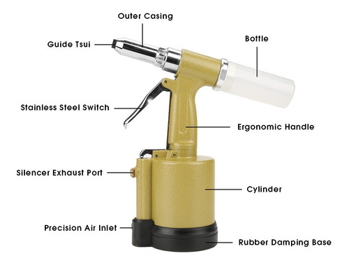 Imagen 5 de 10 de Kit De Remachadora Neumática Para Pistola De Aire Industrial