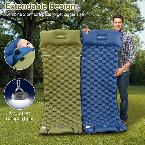Night Cat Colchoneta Inflable Para Dormir Con Bomba De Pie Y