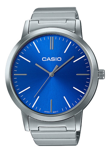 Reloj Fashion Casio Ltp-e118d-2adf Pulso Acero Para Mujer Color de la correa Plateado Color del fondo Azul