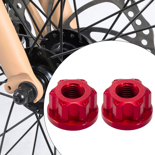 Tuercas Del Eje Del Cubo De La Rueda De La Bicicleta, Rojo