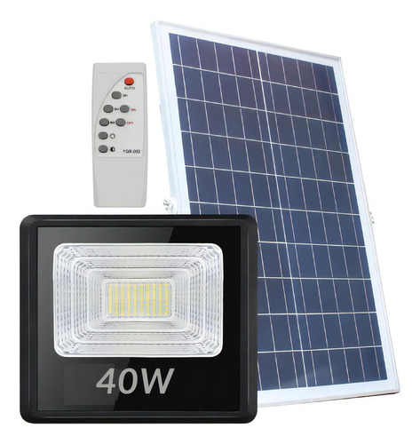 Refletor LED Genérica Solar 40W com luz branco-frio e carcaça preto 110V/220V