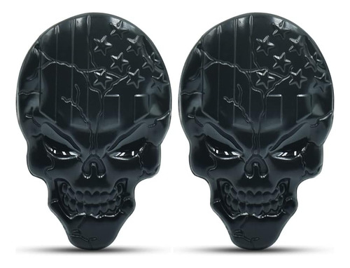 Emblemas De Calavera 3d, 2 Calcomanías De Metal Con Bandera 