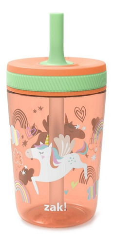 Vaso Kids Zak Kelso Unicornio Plastico Pitillo Niños 15oz