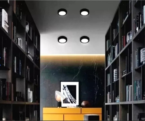 Panel Plafon Led 18w Redondo Negro Aplicar 6000k Macroled