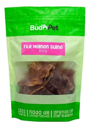 Petisco Natural P/ Cães Gatos Budopet Filé Mignon Suíno 80g