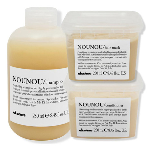 Kit Nounou Davines (shampoo + Condicionador + Máscara)