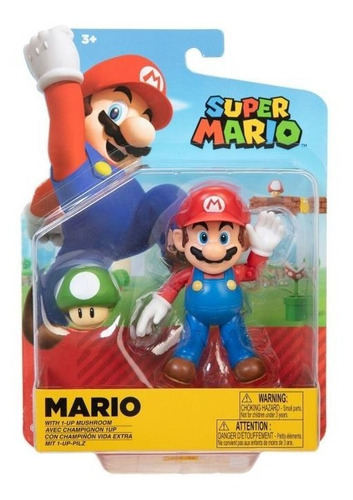 Super Mario Figura De Mario With 1-up Mushroom