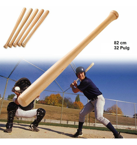Imagen 6 de 6 de Bate Baseball Béisbol Madera Raqueta Softbol - 32 Pulgadas