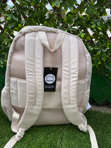 Mochila Escolar Stich + Lapicera, Mochila Stich + Lapicera Beige Azul Blanco Stich