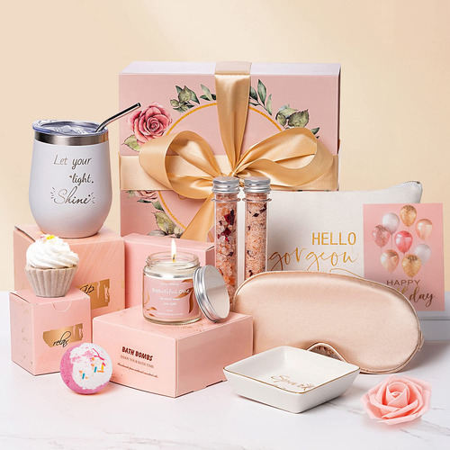 Feliz aniversário S para mulheres, conjunto de spa, cesta