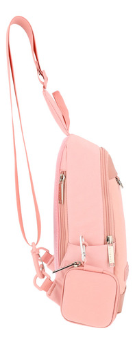 Mochila Cruzada Pechera Crossbody Airpack Urban Cross Color Rosa Diseño De La Tela Lisa