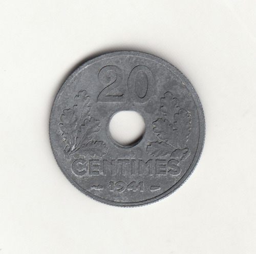 Moneda Francia 20 Centimes 1941 Segunda Guerra Mundial (c85)