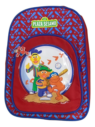 Morral Mediano Juvenil  Plaza Sésamo Licenciado Rojo Escolar